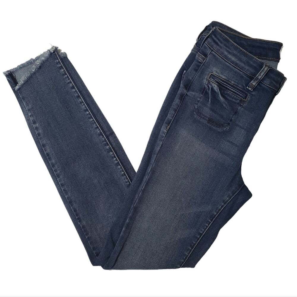 William Rast Highrise Ankle Jeans Raw Hem Exposed Button Front Size 25